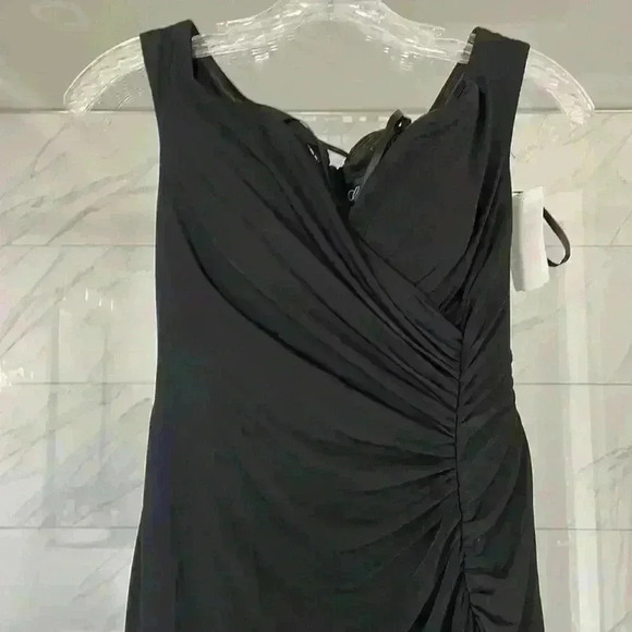 La Femme- NWT Black Ruched Jersey Column Gown sz 2 - Picture 8 of 11